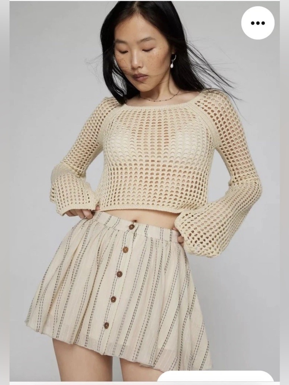 kimchi blue Bonnie button front boho western cottage stripe cotton mini skirt M